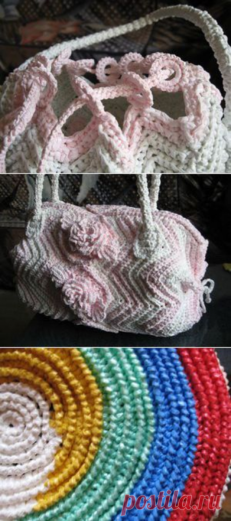 Красивые сумочки из мусорных пакетов..