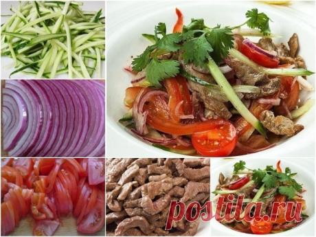 Салат "Александрия"

Хотите приготовить что-то вкусное и не сильно калорийное?
Предлагаю вашему вниманию очень вкусный и простой в приготовлении салат.

Ингредиенты:
- 300 г говядины,
- 4 томата,
- 1 головка красного лука,
- 2 свежих огурца,
- пучок зелени,
- оливковое масло,
- растительное масло для жарки,
- соль и молотый перец - по вкусу.

Приготовление:
1. Мясо лучше брать не сильно жирное. Говядину помыть и порезать соломкой. Обжарить на сковороде с добавлением соли и...