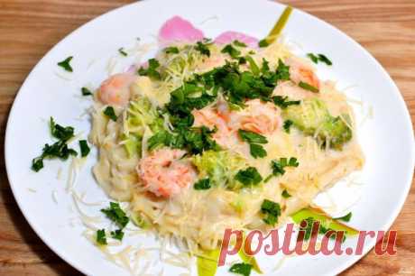 Паста с креветками и соусом Альфредо - пошаговый рецепт с фото на Повар.ру