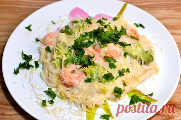 Паста с креветками и соусом Альфредо - пошаговый рецепт с фото на Повар.ру