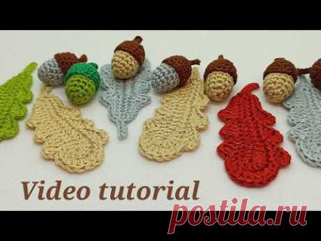 Eichel und Eichelblatt häkeln - how to crochet acorn - tutorial