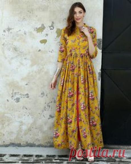 New Stunning Marigold Block Printed Cape Dress Band Collar f Button Flare cotton