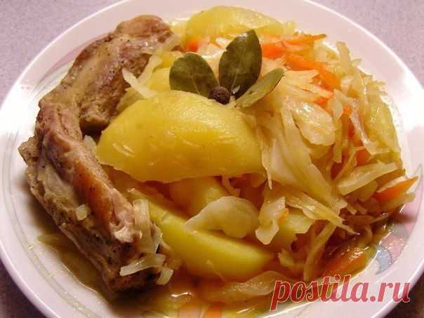Рагу с капустой и ребрышками