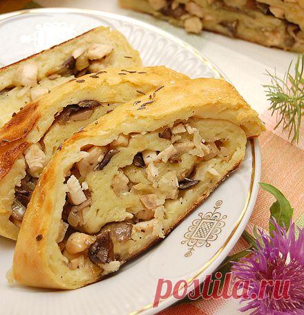 Картофельный рулет. Блюдо из картофеля с грибами и курицей. - пошаговый рецепт с фото