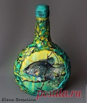 "Рыбаку 3" оформление бутылки в интернет-магазине на Ярмарке Мастеров | Чехлы для посуды, Москва - доставка по России. Товар продан.