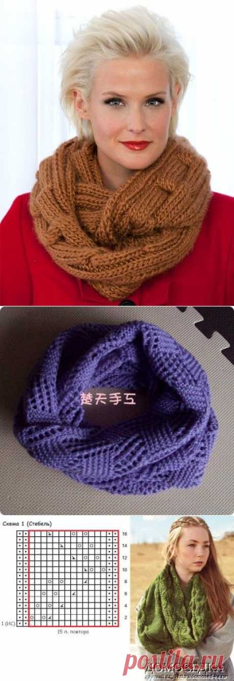 Модные шарфы-СНУДЫ (Snood) спицами