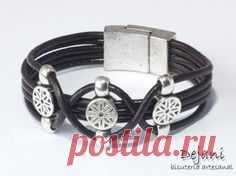 Leather and rings braided Bracelet | Bracelets