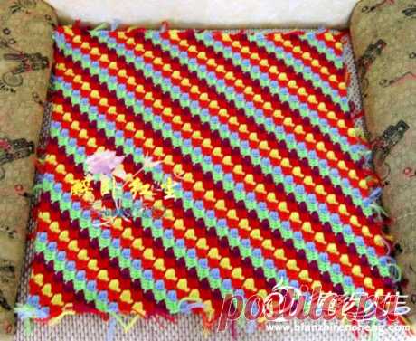 Плед из остатков ниток. МК