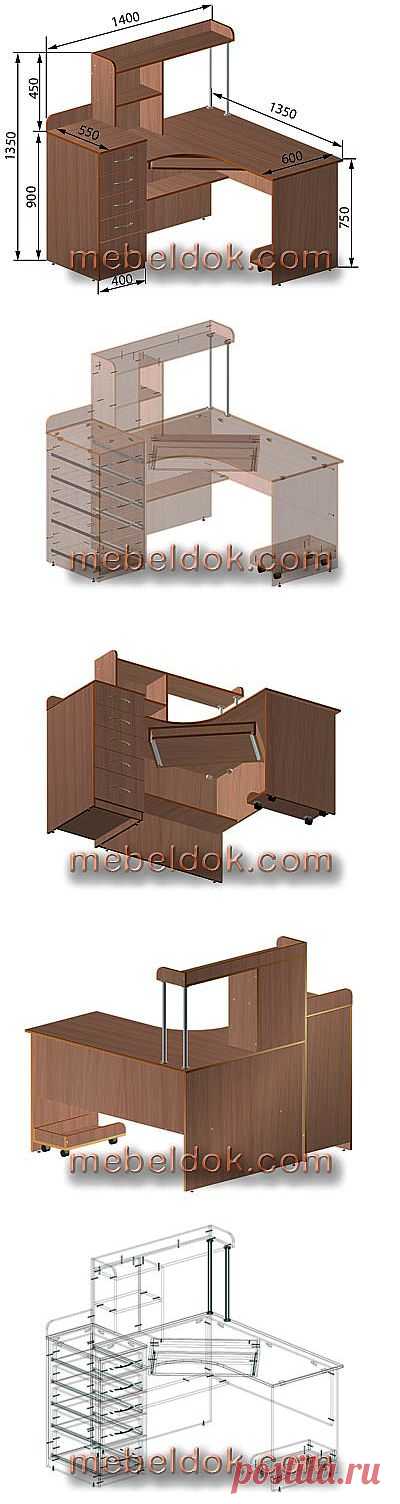 Модель углового компьютерного стола СКУ-5 | каталог моделей мебели - www.mebeldok.com