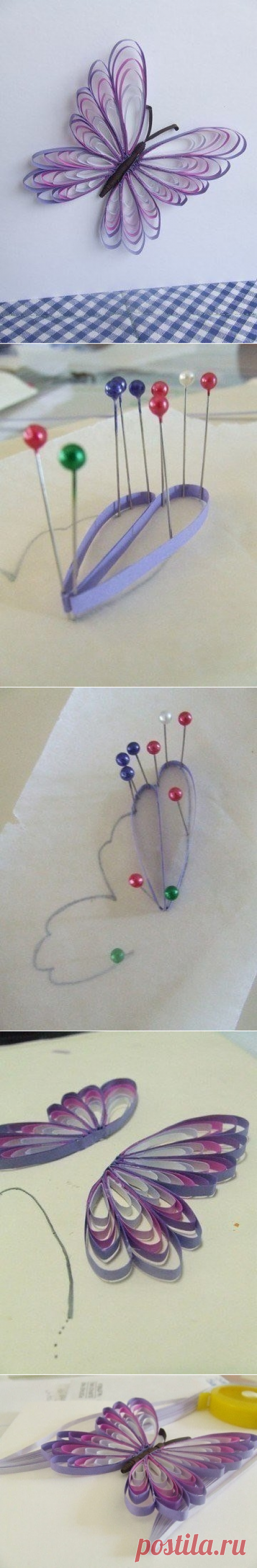 Бабочка для открытки в технике квиллинг