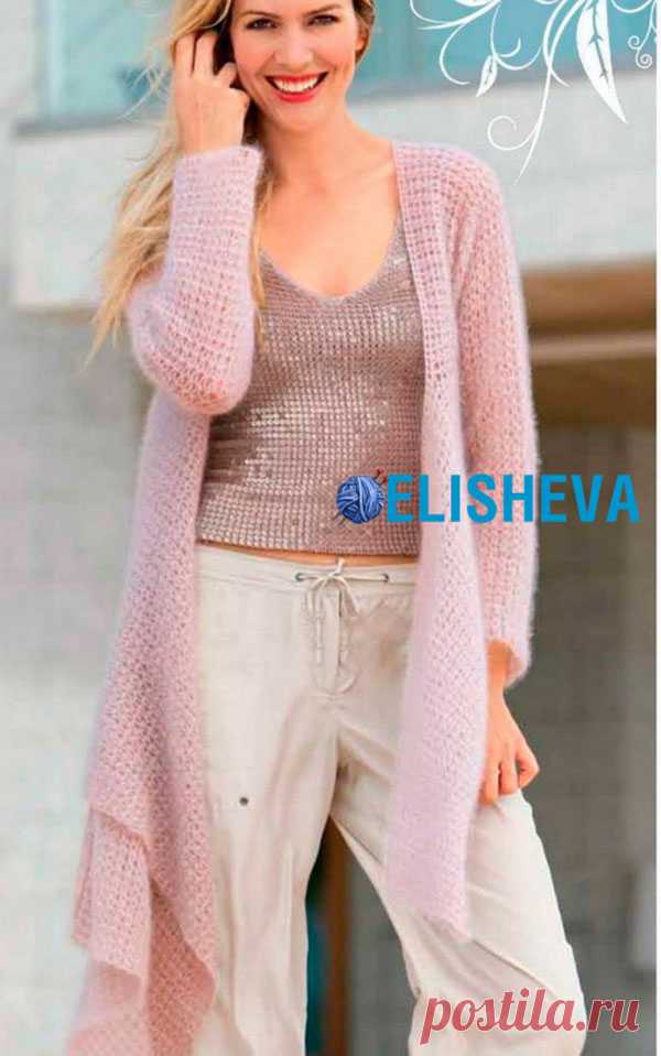 Королевский кардиган-прямоугольник из нежного мохера. Крючком. Схема узора. / Блог elisheva.ru