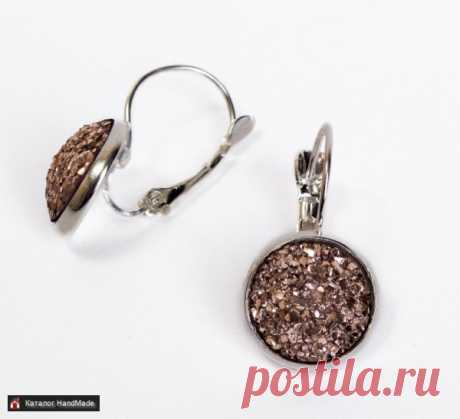 Серьги 'Кофейная друза' из ювелирной смолы ручной работы купить в Минске и Беларуси, цены на HandMade