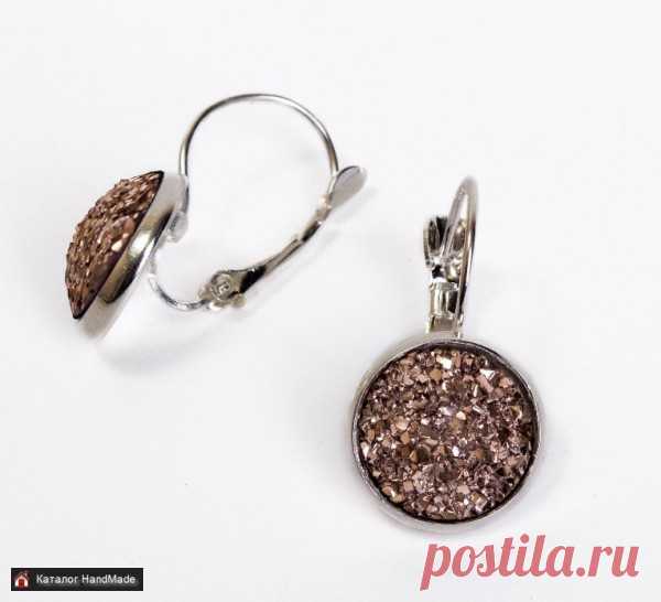 Серьги 'Кофейная друза' из ювелирной смолы ручной работы купить в Минске и Беларуси, цены на HandMade