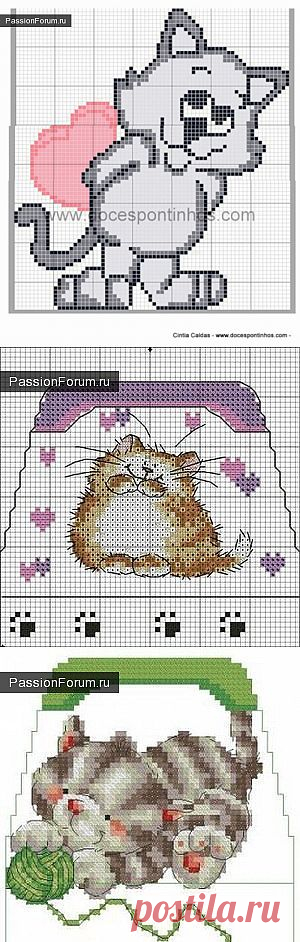 Коты и кошки. ЧАСТЬ 6 / Схемы вышивки крестиком / PassionForum - мастер-классы по рукоделию
