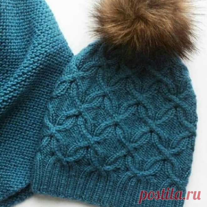 Узор для шапочки спицами