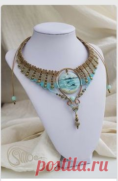 (42) Bib-Style Necklace with Tiger Eye Gemstone Cabochons, Seed Beads and SWAROVSKI ELEMENTS - Fire Mountain Gems and Beads | Bead stitching 1 | Глаза Т…