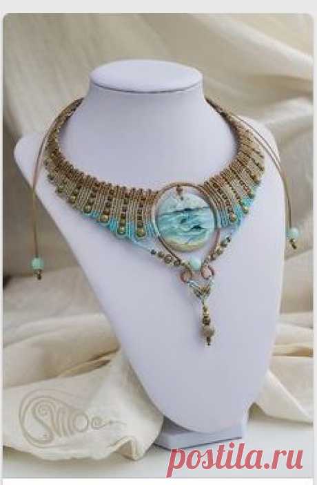 (42) Bib-Style Necklace with Tiger Eye Gemstone Cabochons, Seed Beads and SWAROVSKI ELEMENTS - Fire Mountain Gems and Beads | Bead stitching 1 | Глаза Т…