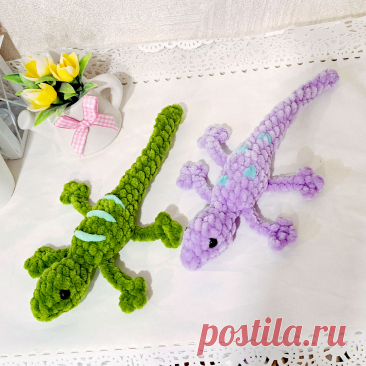 PDF Ящерка крючком. FREE crochet pattern; Аmigurumi toy patterns. Амигуруми схемы и описания на русском. Вязаные игрушки и поделки своими руками #amimore - плюшевая ящерица, ящерка из плюшевой пряжи.