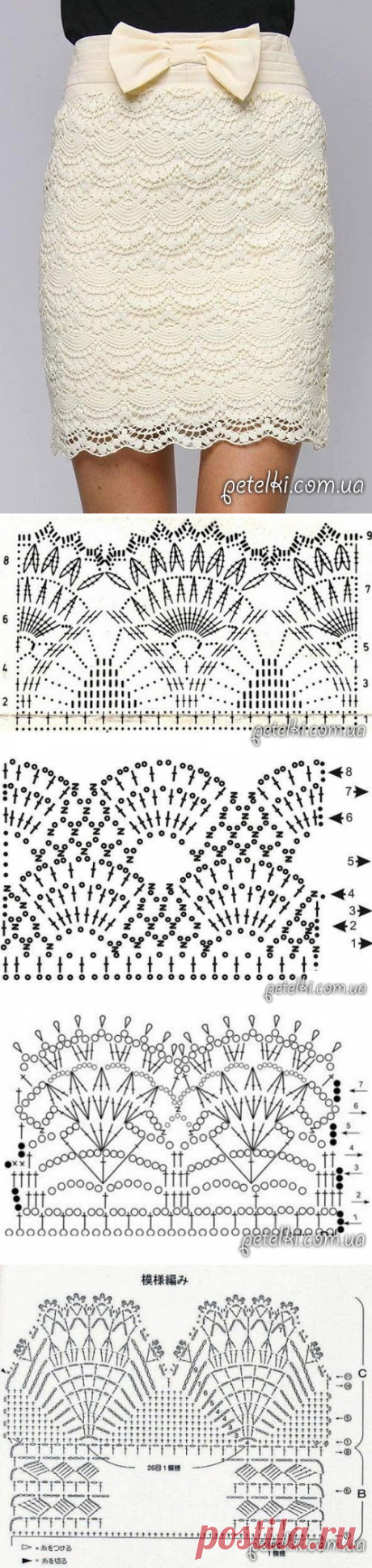 Очень красивая прямая юбка. Схемы вязания крючком