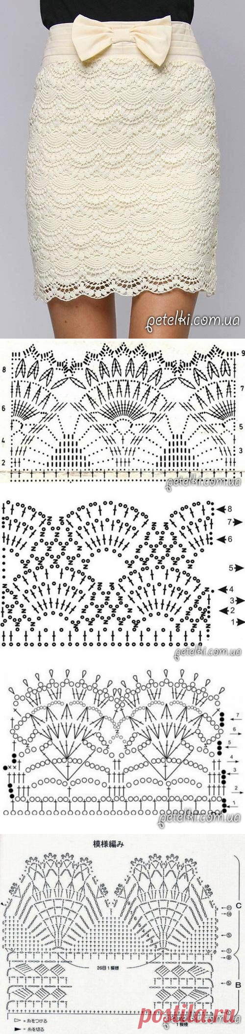 Очень красивая прямая юбка. Схемы вязания крючком
