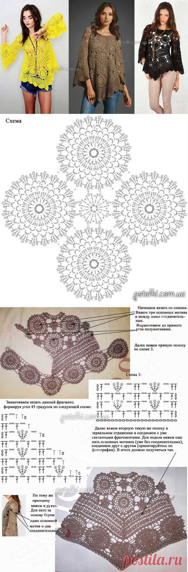 Кофта-пончо от Eternal Sunshine Creations крючком. Схемы, описание