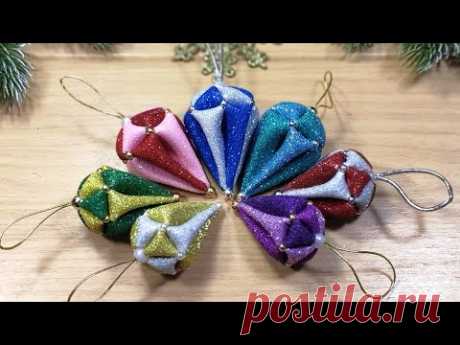 ЁЛОЧНЫЕ ИГРУШКИ из фоамирана, просто новогодние фонарики своими руками