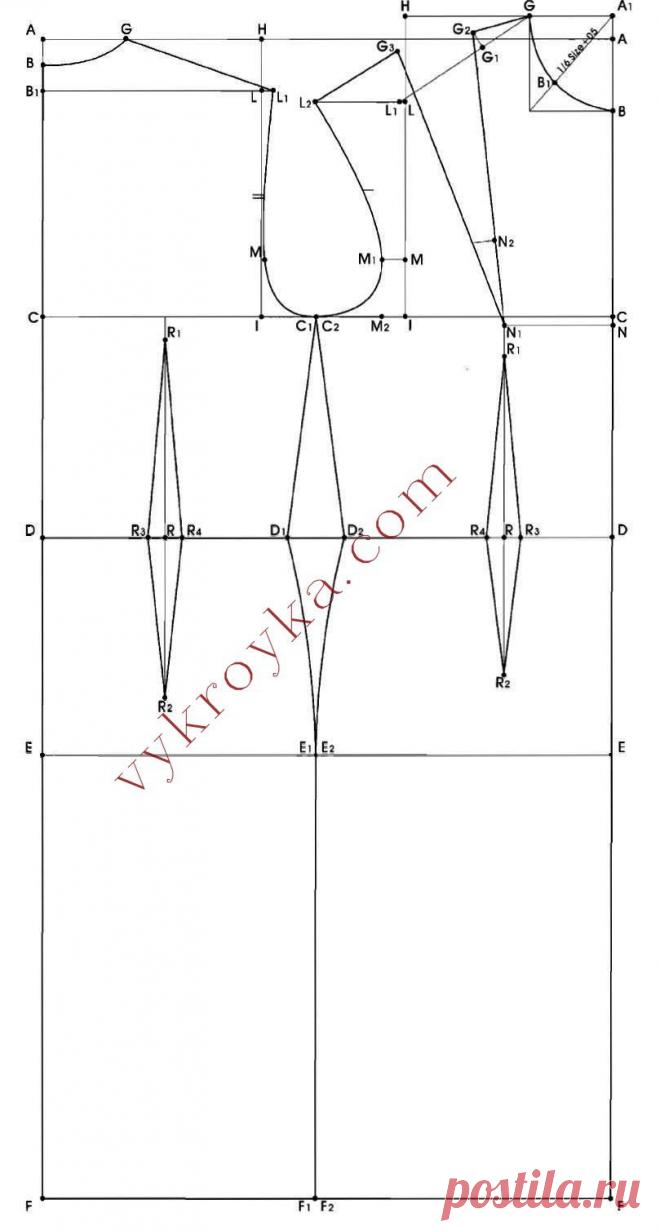 чертеж основы платья по - итальянски