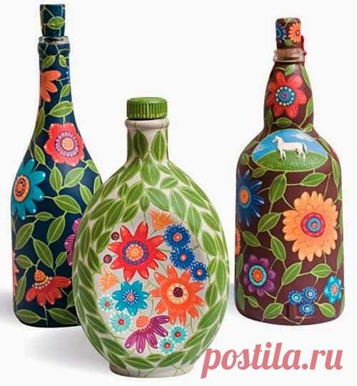 Декоративные хэндмейд бутылки - Домашний hand-made Хэндмейд бутылки в основном используют для декора интерьера: кухни, гостиной, дачи, магазина, кафе.  Многие любят использовать такие бутылки для хранения оливкового масла, святой воды. В красивых бутылках можно отстаивать воду …
