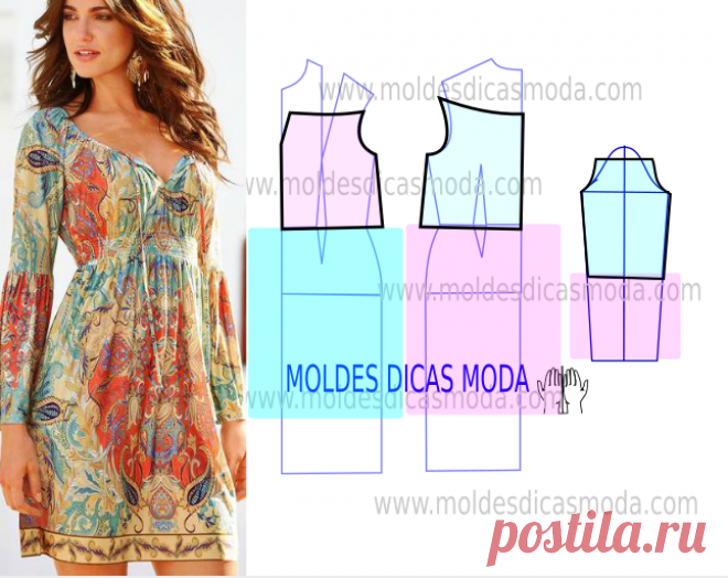 Vestido de verão estampado passo a passo do molde Analise o desenho da transformação do molde de vestido de verão estampado para poder fazer a leitura de forma correta. Desta forma simplifica o seu...
