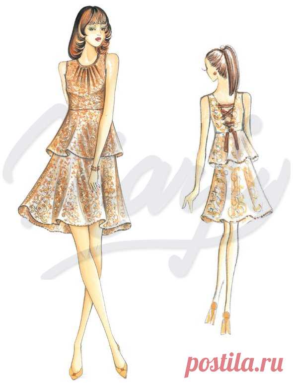 Tejido que se necesita aproximadamente mt 2 80 ancho 1 40 Vestido juvenil para realizar en encaje de algodón o muselina corpiño con pequeños pliegues sobre el escote y falda de volantes dobles