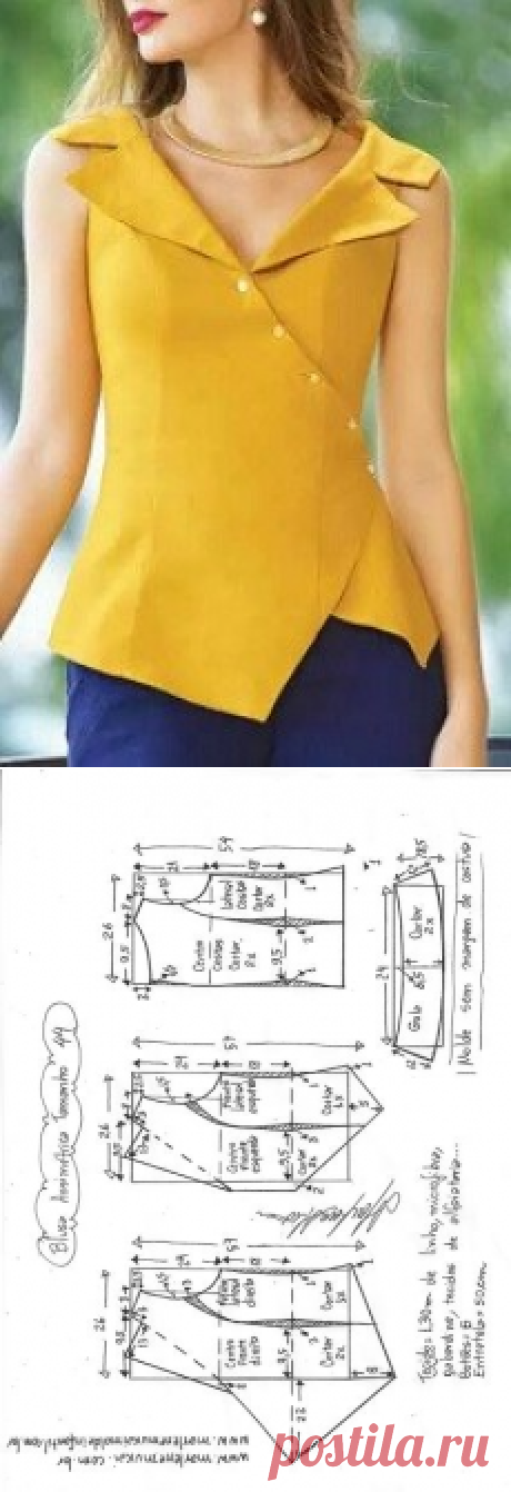 Blusa assimétrica com gola | DIY - molde, corte e costura - Marlene Mukai