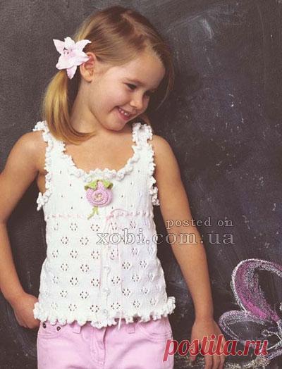 ажурный топ с рюшами вязаный спицами