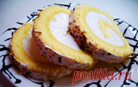 Творожный рулет со сливками