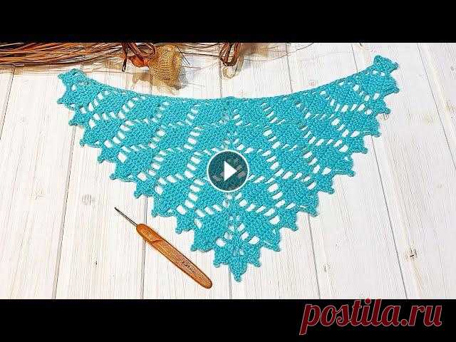 Вяжем простую красивую шаль-бактус крючком узором листья. How to crochet a beautiful shawl

тапочки следочки спицами