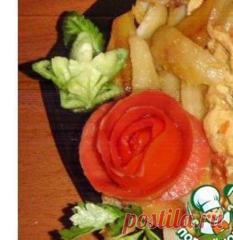 Рецепт как приготовить: Украшение из помидора Роза