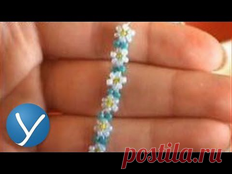 Бисероплетение для начинающих - фенечка из цветов