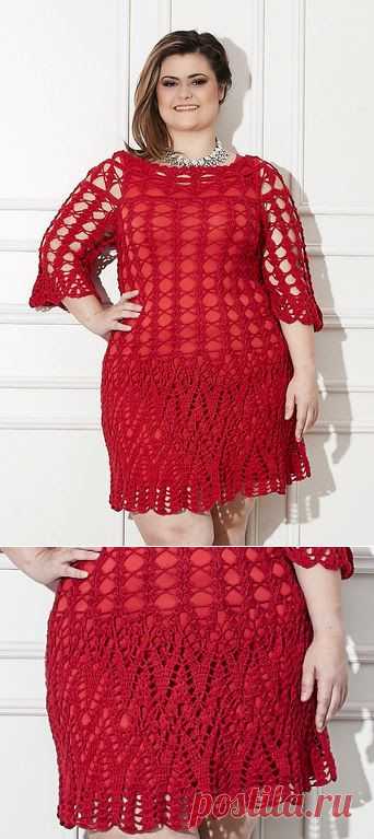 Katia Ribeiro Acessórios: Vestido plus size em crochê com receita e gráfico
