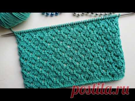 Красивый ажурный узор спицами не оставит Вас равнодушными🧶/Схема узора🩵/Beautiful openwork pattern