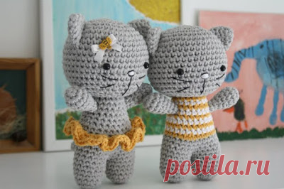 Вяжем амигуруми: Котики мальчик и девочка