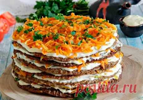 Закусочный печеночный торт из куриной печени –