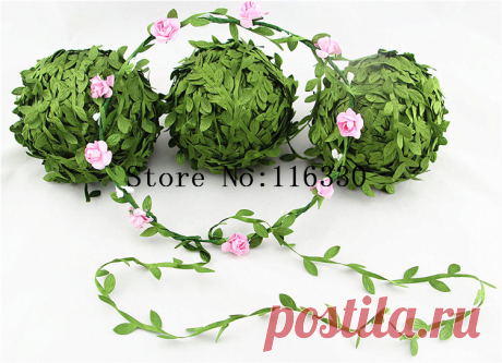 10 м искусственный зеленый цветок листья ротанга DIY гирлянды аксессуар для украшения дома купить на AliExpress