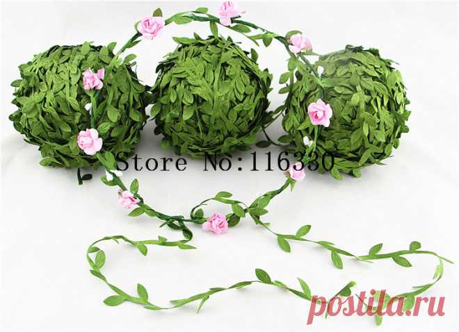 10 м искусственный зеленый цветок листья ротанга DIY гирлянды аксессуар для украшения дома купить на AliExpress