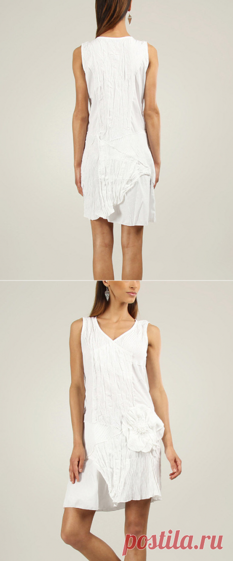 L33 by Virginie&amp;Moi White Rosette Crinkle Shift Dress | zulily