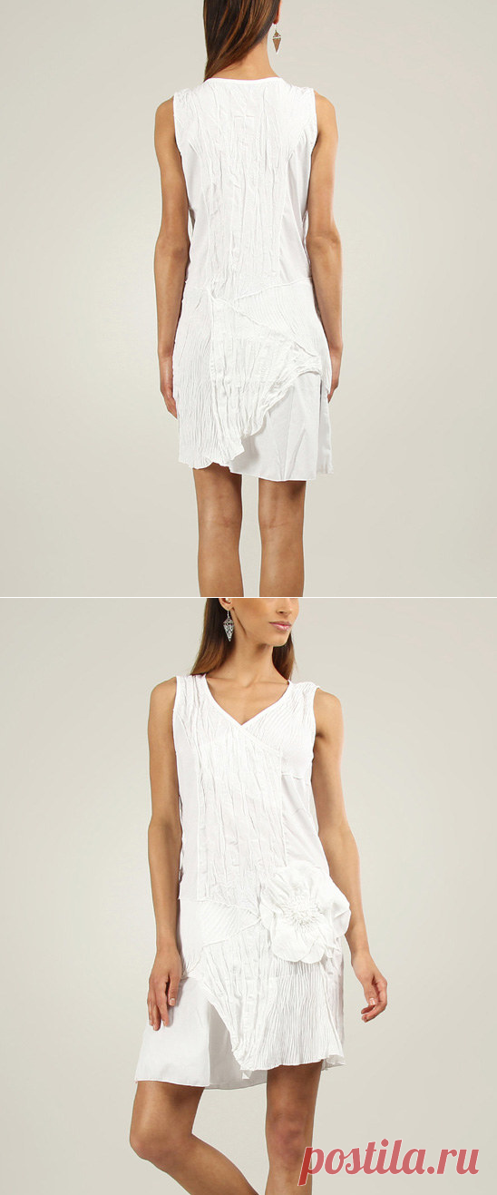 L33 by Virginie&Moi White Rosette Crinkle Shift Dress | zulily