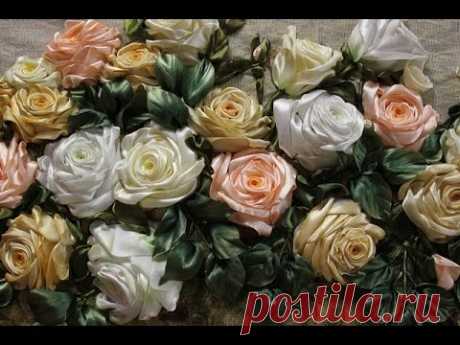 ПРЯМАЯ РОЗА /ШКОЛА ВЫШИВКИ ЛЕНТАМИ  Татьяны Шелиповой How to Make Ribbon Roses /자수 리본 장미/ 丝带绣