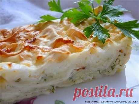 ПИРОГ ИЗ ЛАВАША С СЫРОМ И ЗЕЛЕНЬЮ