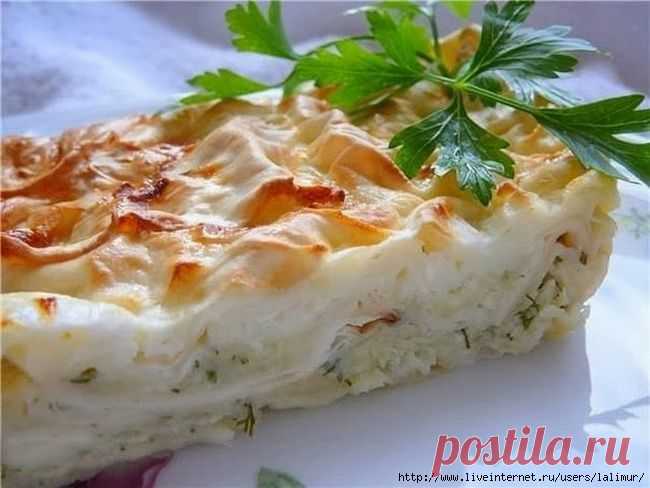 ПИРОГ ИЗ ЛАВАША С СЫРОМ И ЗЕЛЕНЬЮ