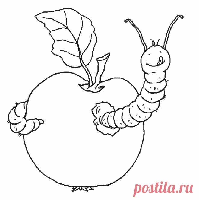 Гусеница в яблоке - вышивка детям