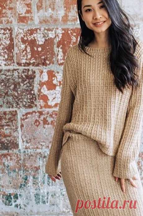 Костюм двойка от Lion Brand Basic, вяжем спицами