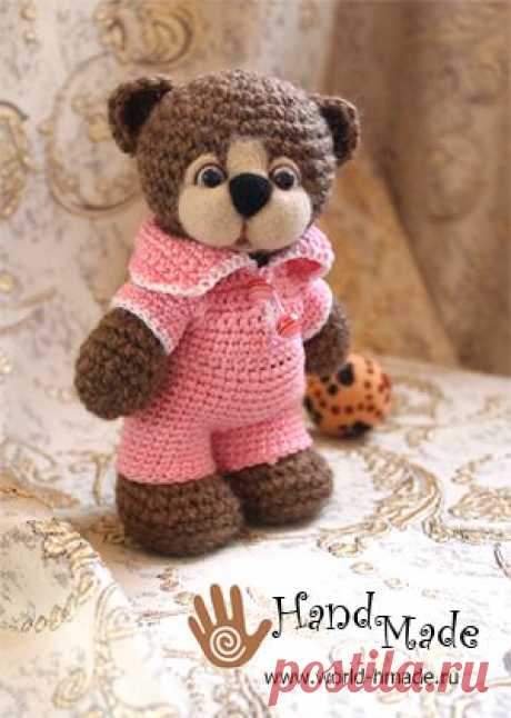 Мишка крючком с приваляной мордочкой. Мастер-класс.
